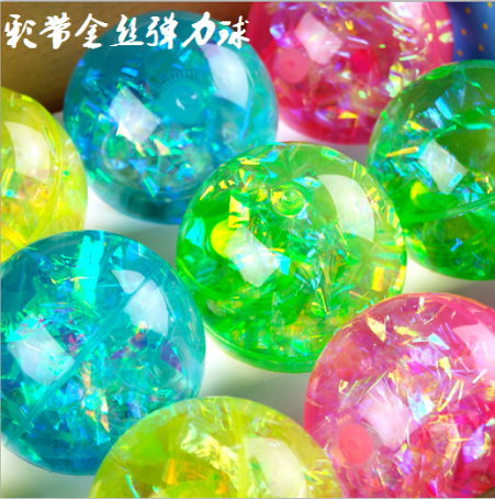 Ultra Dazzling Ribbon Jump Ball Gold Wire Jump Ball 7 Colorful Water Crystal Ball Shine Category Stall Toy Manufacturer Direct