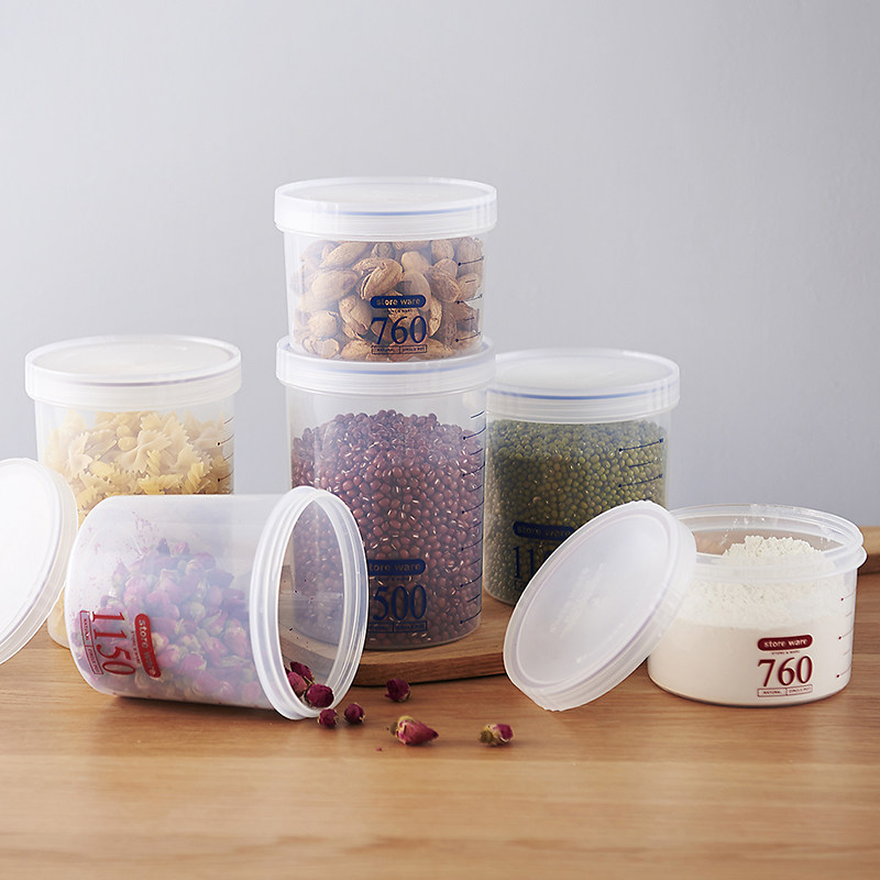 Plastic bottle sealed tank with graduated transparent food storage tank round covered grain storage tank fresh box