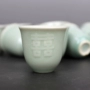 Longquan Celadon 60-80s Old Sứ đôi của nhà nước Hạnh phúc đôi ly nhỏ Rượu thủy tinh Kung Fu Cup Cup Đội trưởng ly rượu pha lê