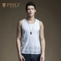 PINLI Đàn ông mùa hè Slim cổ tròn thấm mồ hôi áo cotton đáy quần B172614230 áo thể thao nam