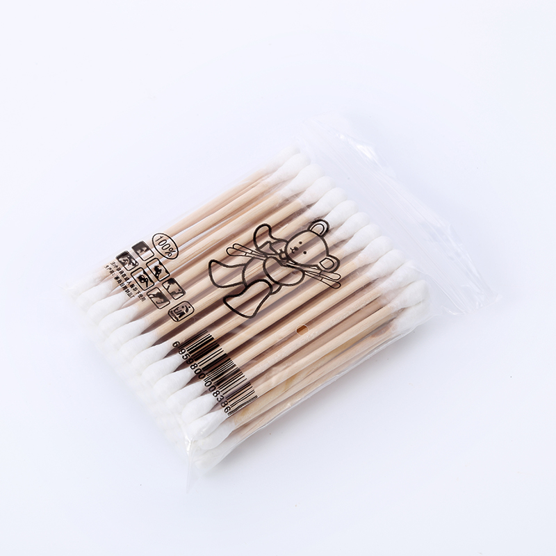 Wooden stick cotton stick wood rod double cotton rod cotton bat pure cotton ball