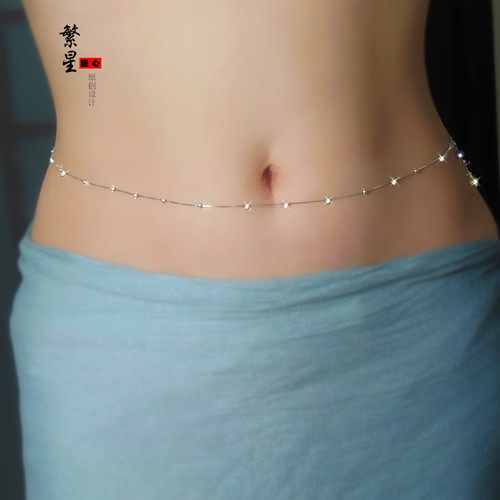 Stars Honmei-year-old super shiny sterling silver body chain 999 foot silver special eye-catching gemstone silver jewelry original gift