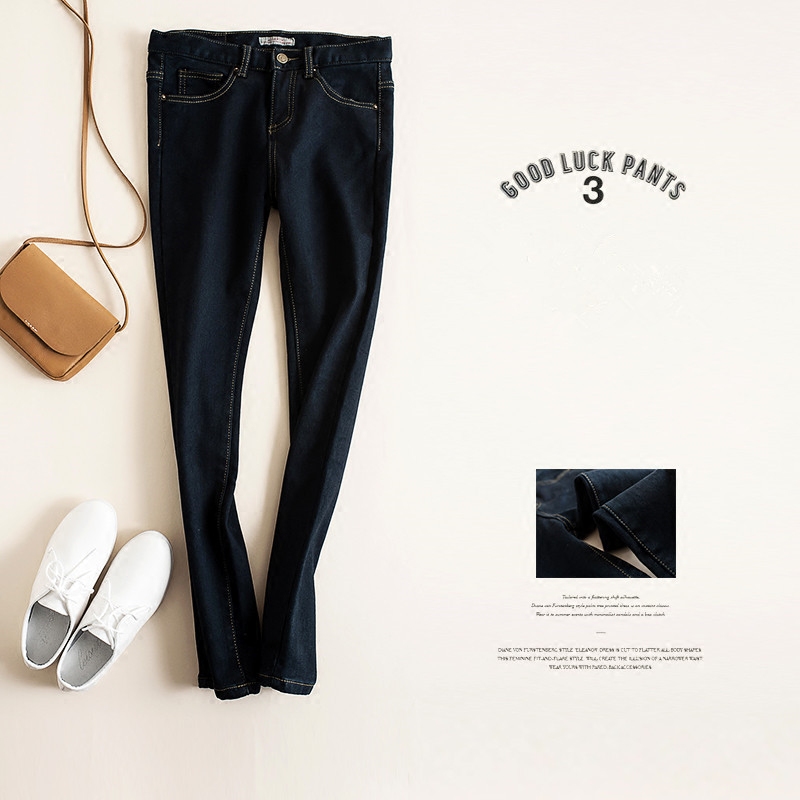 South Korea DARIMI Import Jeans Autumn Winter New body Slim Warm Smoke with Trousers Glint Thickened