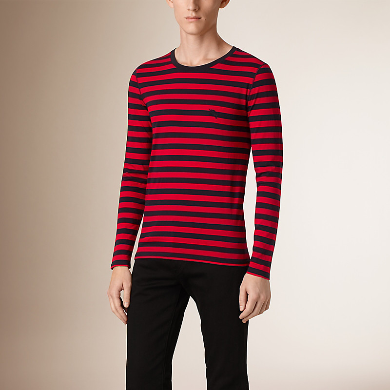 BURBERRY/博柏利长袖条纹棉质 T 恤衫 39955581