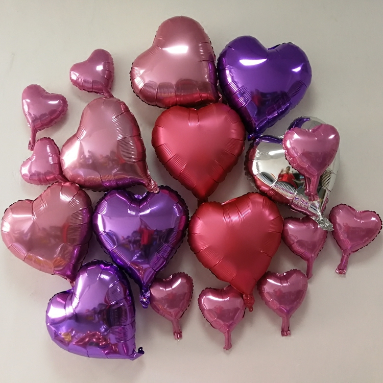 10 inch and other multi-size heart-shaped aluminum foil balloon love balloon Valentine's Day wedding decoration with red heart aluminum foil ball