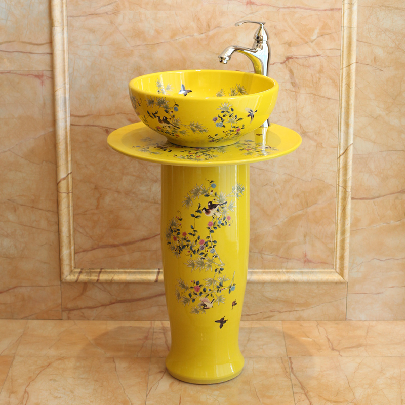 Jingdezhen ceramic art porcelain pillar lavabo basin of European I and contracted the balcony floor toilet is the pool that wash a face