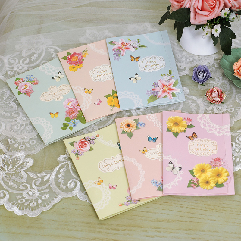 Ihe Nuo Picking up the Wind Greeting Card Miniature Birthday Greeting Card Pearl Elegant and Delicate MINI-1208