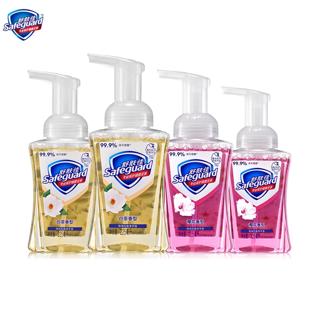 舒肤佳泡沫洗手液 樱花香型225ml*2+白茶香型225ml*2 家庭装