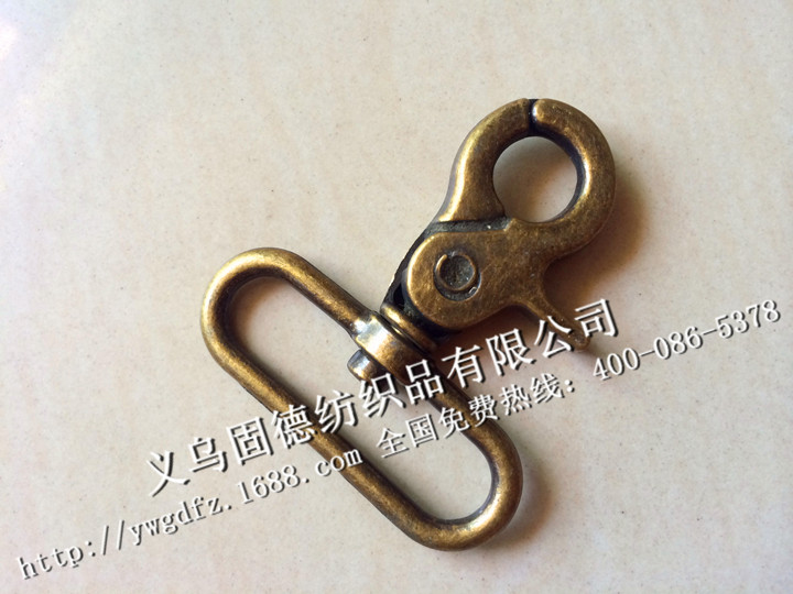 Luggage clothing accessories inner diameter 38mm bronze dog head buckle lobster hook pet adjustment buckle