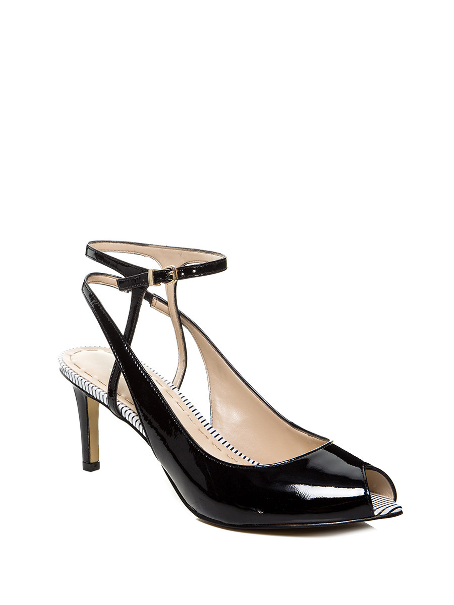 ENZO ANGIOLINI 黑色搭带鱼嘴高跟凉鞋