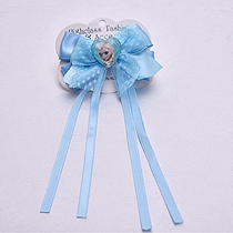 Blue Princess headdress ribbon hairclip big bow lace fabric handmade ribbon top clip Frozen hair accessories