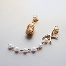 Ear-less simple earrings birdcage tassel pearl asymmetric handmade painless invisible mosquito coil ear clip new product