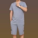 Bộ đồ thể thao trung niên phù hợp với nam mùa hè cỡ lớn bố ngắn tay ngắn phù hợp với bộ đồ thể thao hai mảnh - Thể thao sau