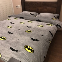 Thickened brushed Falai velvet three or four sets of sheets Fitted sheet Cartoon Batman bed Coral velvet flannel duvet cover