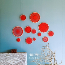 Big red wall decoration Home shop bar personality decoration Wedding scene hanging decoration Simple retro