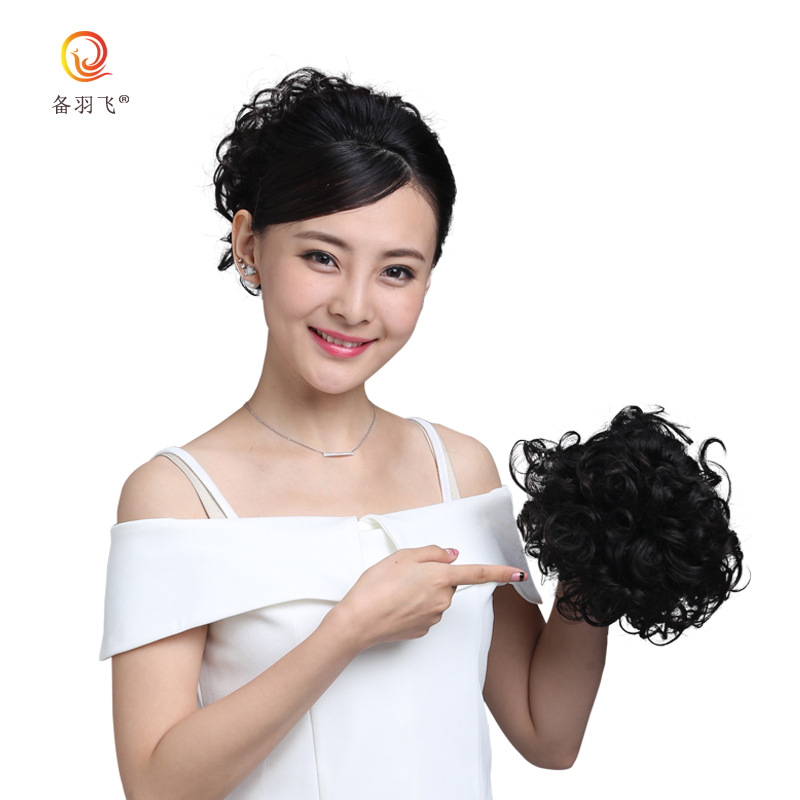 备羽飞真发发包丸子头 假发发圈 花苞头 丸子头假发包假发圈