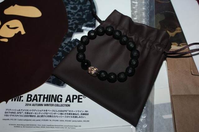Luis Morais Ebony Skull Gold Bead Bracelet
