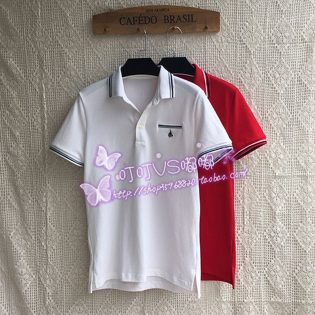 Clearance~BP Men's Business Short Sleeve POLO Shirt T-Shirt Red and White