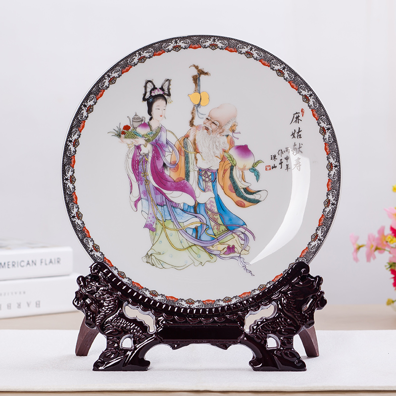 Jingdezhen ceramics panda faceplate hang dish modern household adornment handicraft decoration decoration plate
