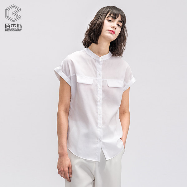 含48%桑蚕丝 CK制造商 鲁泰佰杰斯 女式休闲短袖衬衫衬衣 天猫优惠券折后￥58包邮（￥118-60）3色可选