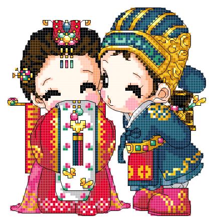 Cross embroidered electronic drawings 4672 SHY CUTE CARTOON Pillow Plot 79W* 83H21 Color PAT Source File