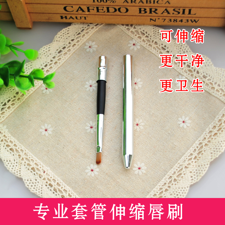 Photo Gallery Makeup Artist Professional retractable portable with sleeve lip brushed makeup tool brow brush eye shadow brush lip brush