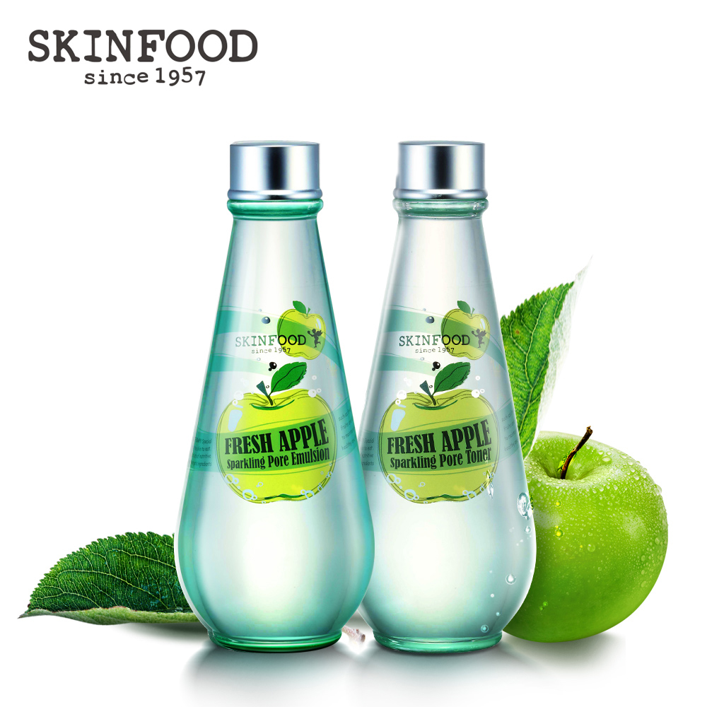 skinfood思亲肤 青苹果紧致水乳套组 清洁收缩毛孔 补水保湿提拉