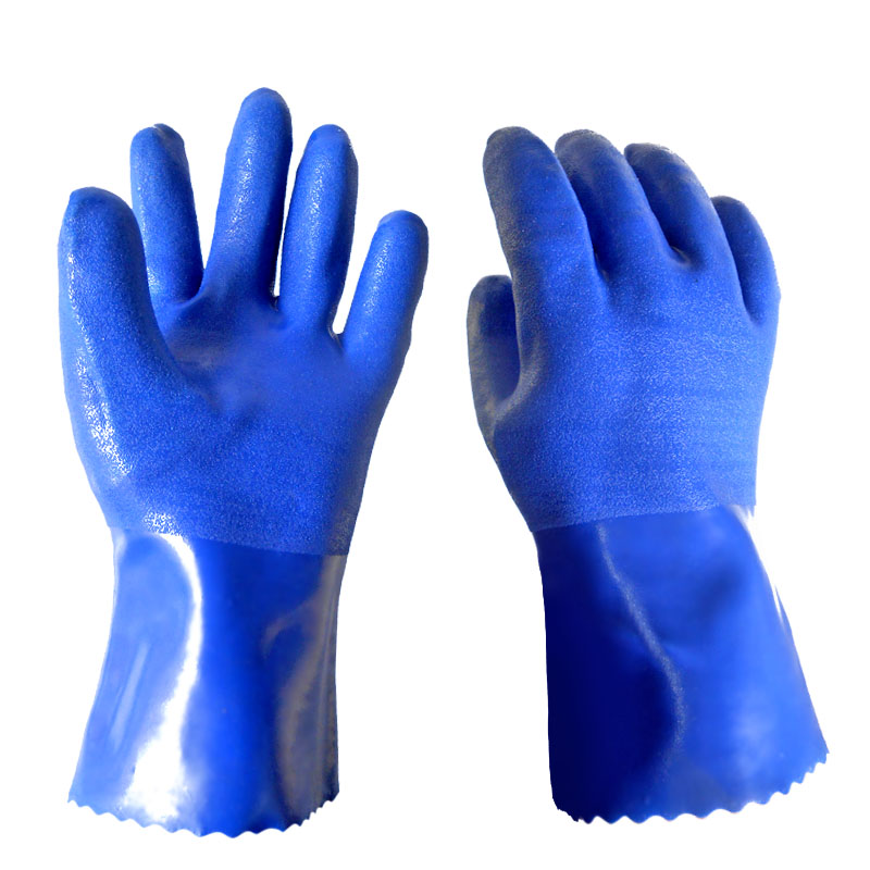 East Asia Oil Resistant Gloves Anti Slip Rubber Grindrou Protection Gloves PVC Latex Waterproof Working Industry Protection Resistant