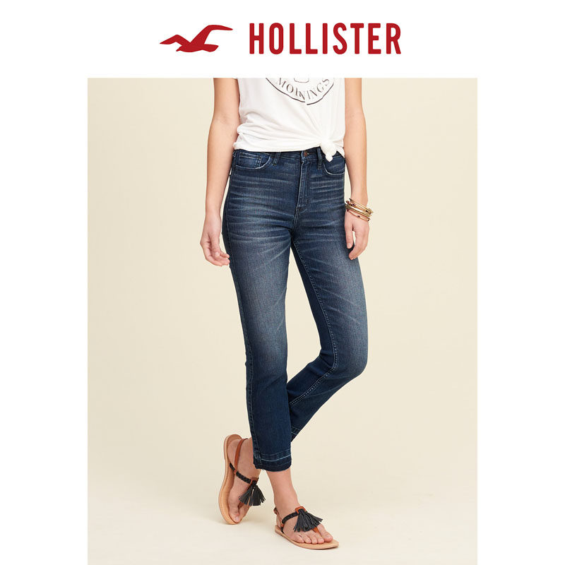Hollister 2016春装新款高腰九分瘦腿牛仔裤 女 112544