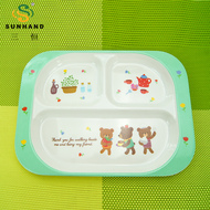 Sunhand Sanheng trẻ em bộ đồ ăn bé phim hoạt hình tấm lưới tấm ăn tối thức ăn nhanh khỏe mạnh tách khay