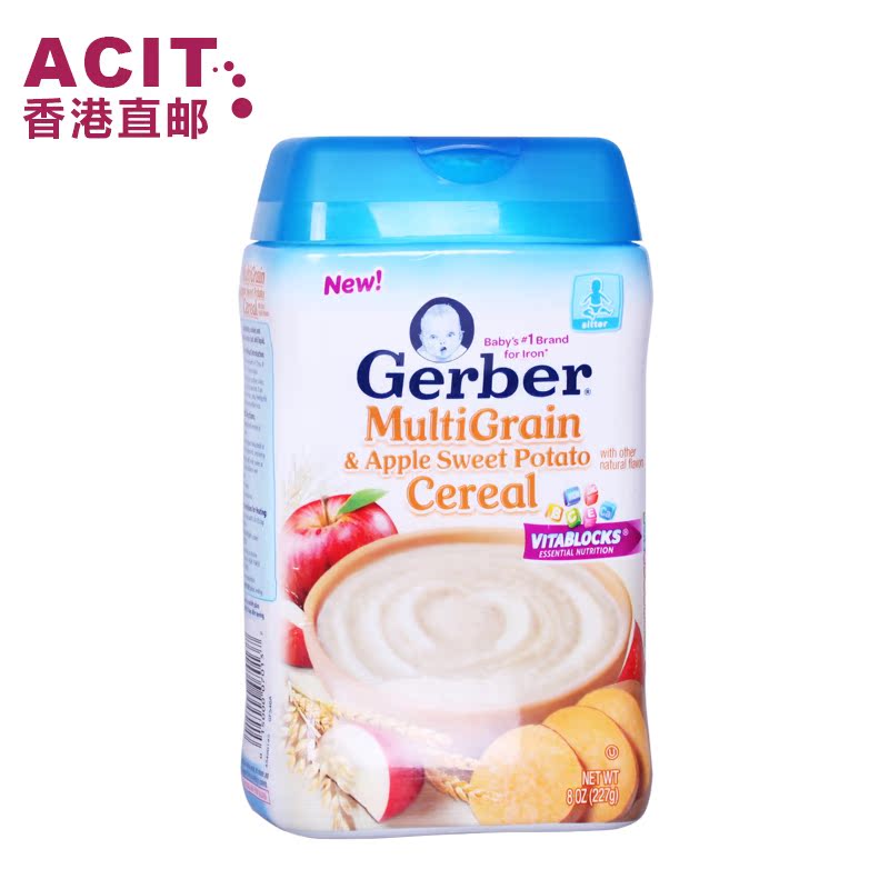 【香港直邮】Gerber美国嘉宝2段 苹果番薯米粉 婴儿米糊 宝宝辅食