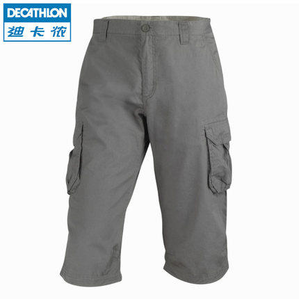 迪卡侬正品 户外徒步短裤 男 春夏季纯棉透气七分裤 QUECHUA L1