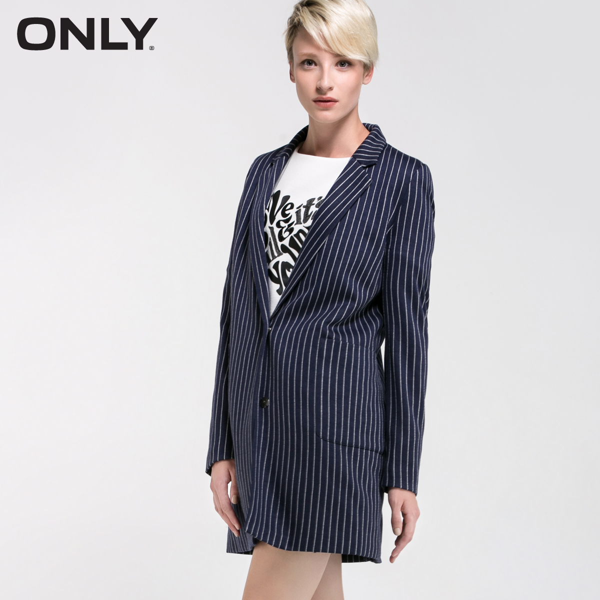 ONLY2016春装新品中长宽松西装外套女L|11611K002