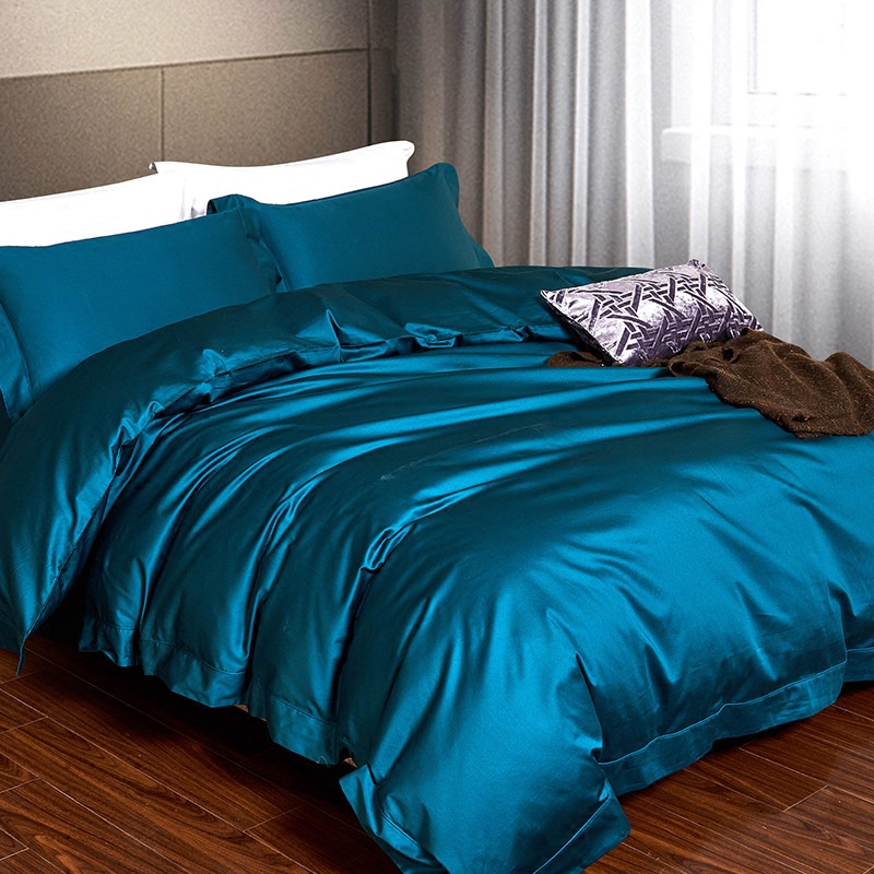 High-end 140-count pure cotton four-piece set American style imported Egyptian cotton European style solid color simple model room bedding customization