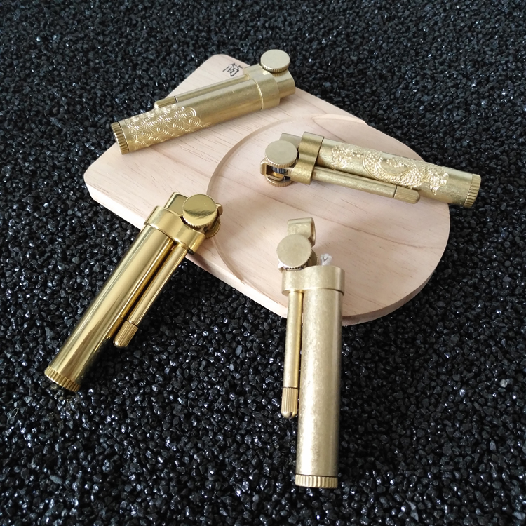 Benro kerosene lighter pure copper retro grinding wheel cotton oil machine BNC004 brass cylinder creative male gift