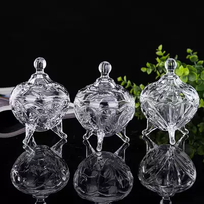 2 Glass three feet with lid small Bowl sugar jar swallow cup cup sweet soup dessert snack bowl Pickles bowl seasoning Bowl