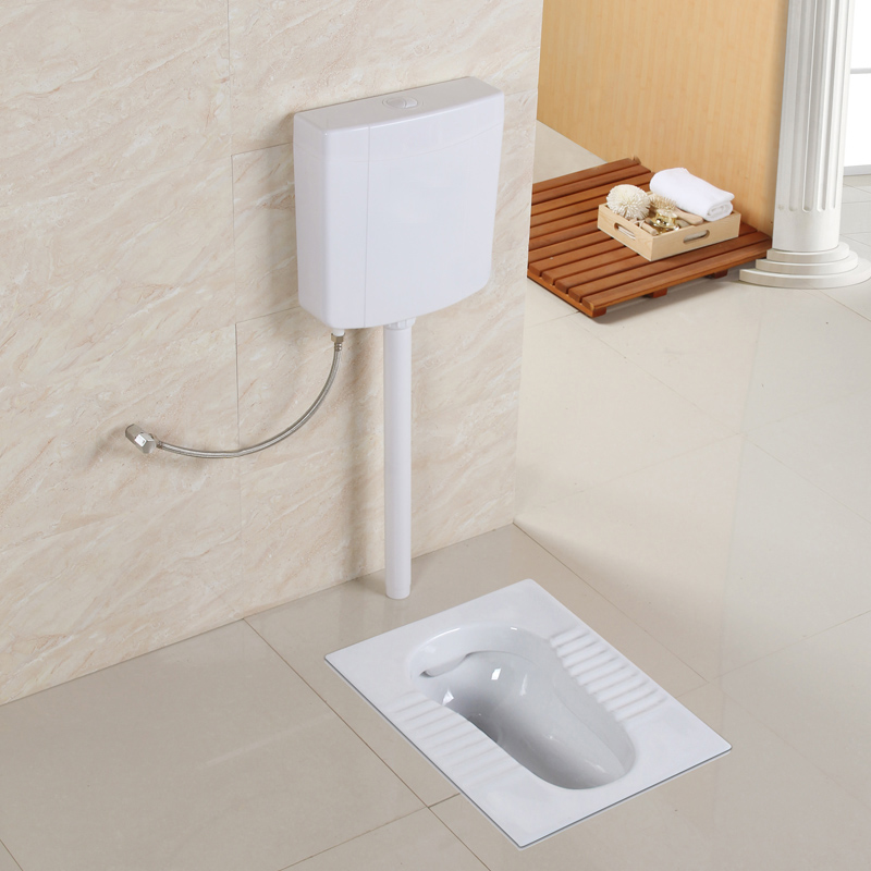 [USD 54.68] Household squatting pan flush tank full set of ceramic