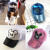 Wholesale summer children sequin duck tongue hat sunshade male and female baby baseball cap kindergarten show sun hat tide tide