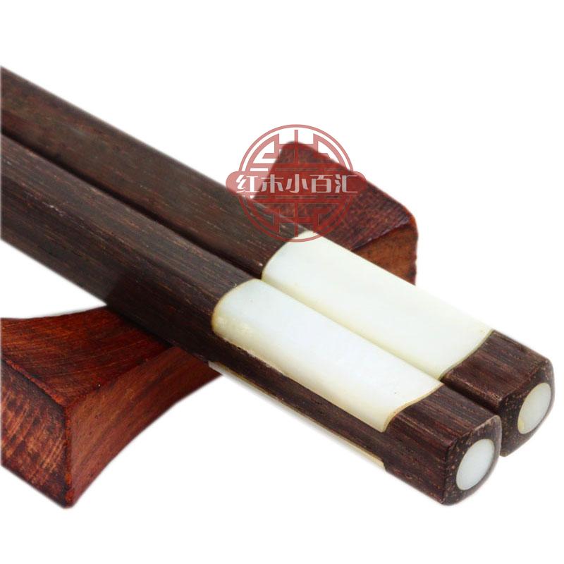Mahogany chopsticks black acid branches inlaid with white shell chopsticks on both sides