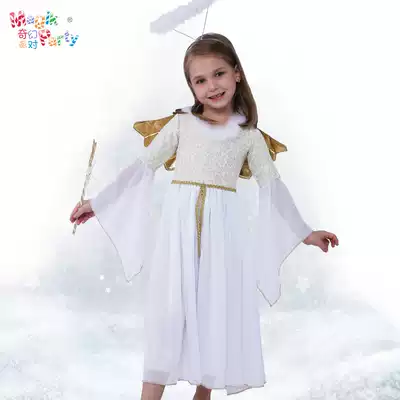 Halloween children's costumes girls White Angel Princess dress Cos masquerade performance clothes