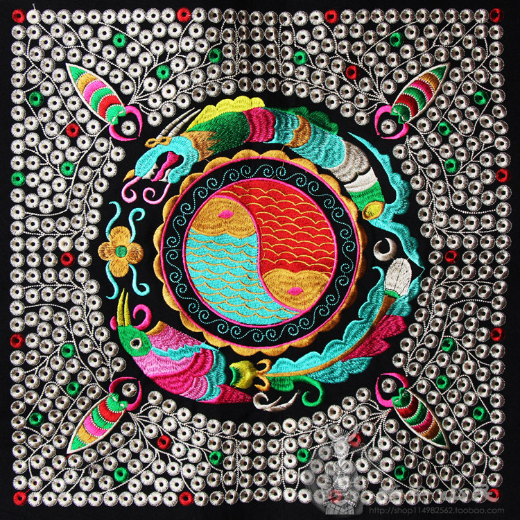 Guizhou Miao embroidery embroidery chip for decorative painting National clothing accessories 38*38cm