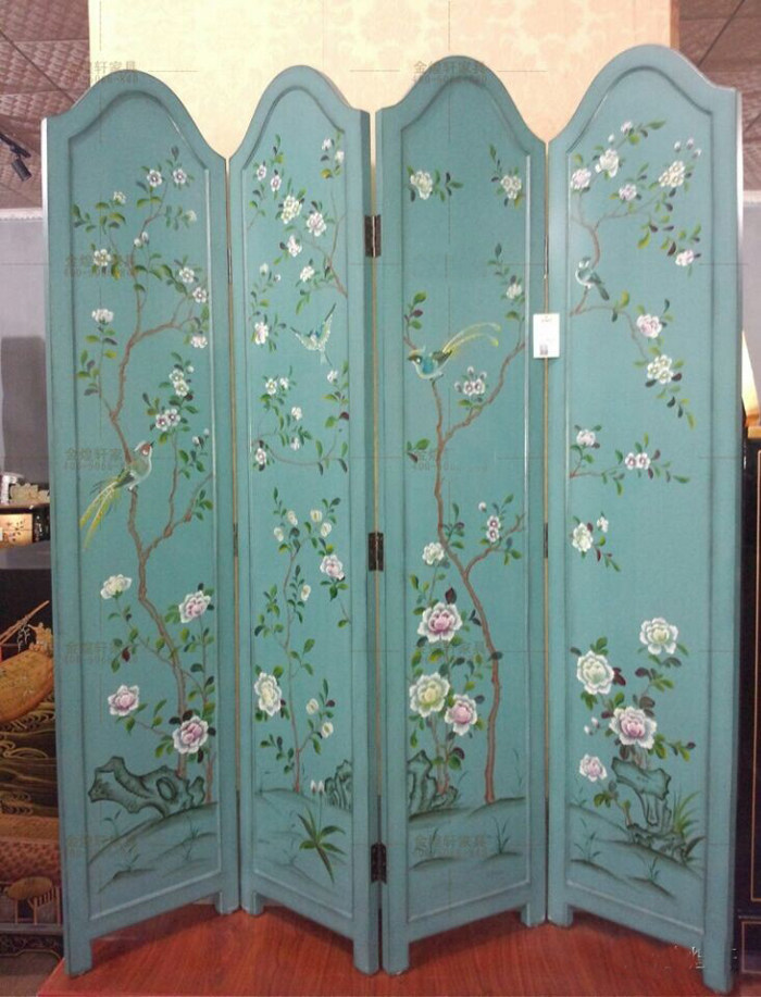 New Chinese classical Mediterranean furniture hand painted furniture screen of butterfly bird pattern partition screen N716