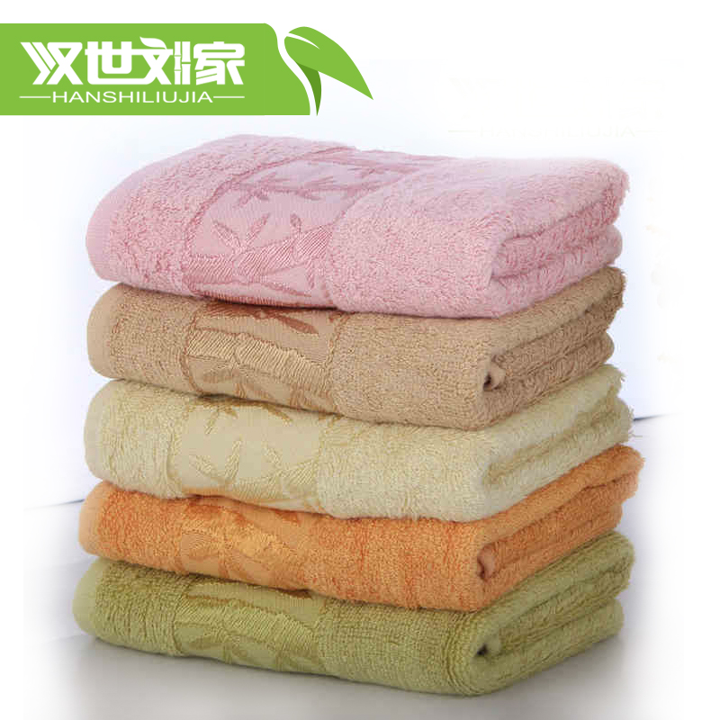 汉世刘家 吸水加厚竹纤维提花毛巾情侣美容面巾 120g/条 高品质