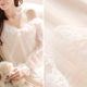 Công chúa đồ ngủ phụ nữ mùa xuân và mùa thu mỏng dài tay retro tòa ren gợi cảm váy dài băng lụa đêm váy nữ váy thiết kế cao cấp Đêm đầm