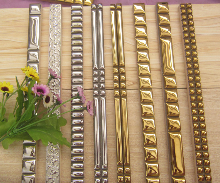 Ceramic Gilded Waist Line press strip Pressed Top Line Kitchen Make-up Room Tile TV Background Wall Frame