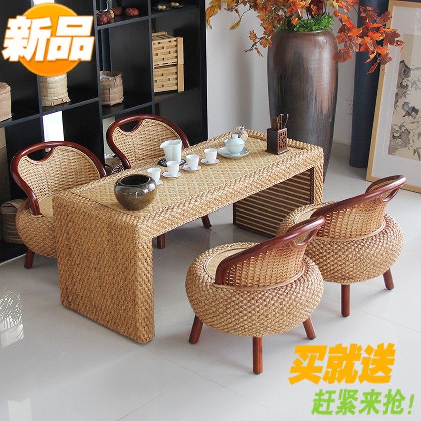 Rattan coffee table tea table balcony table and chair combination modern minimalist rattan furniture floor tatami tea table new