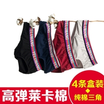 4 boxes of boxed mens underpants male triangle pants elastic Leica pure cotton Youth breathability sensation cute big size pants head