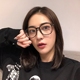 Wang Liuwen với kính Harajuku hộp đen trong suốt nữ retro đơn giản phẳng gương cận thị gương kính khung mat kinh hang hieu Kính khung