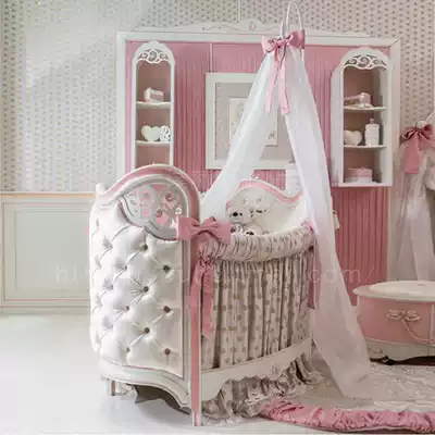 yingerchuang baby bed Solid wood baby small wooden bed Baby bed fence European newborn children's bed