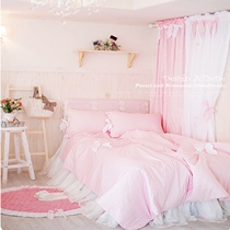 Princess pink blue purple white bedding Cotton pure cotton fantasy room bedroom bed skirt four-piece set